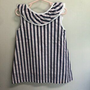 The Oaks Apparel Red white blue Stripe Lined Girls Dress withbow back Size 3